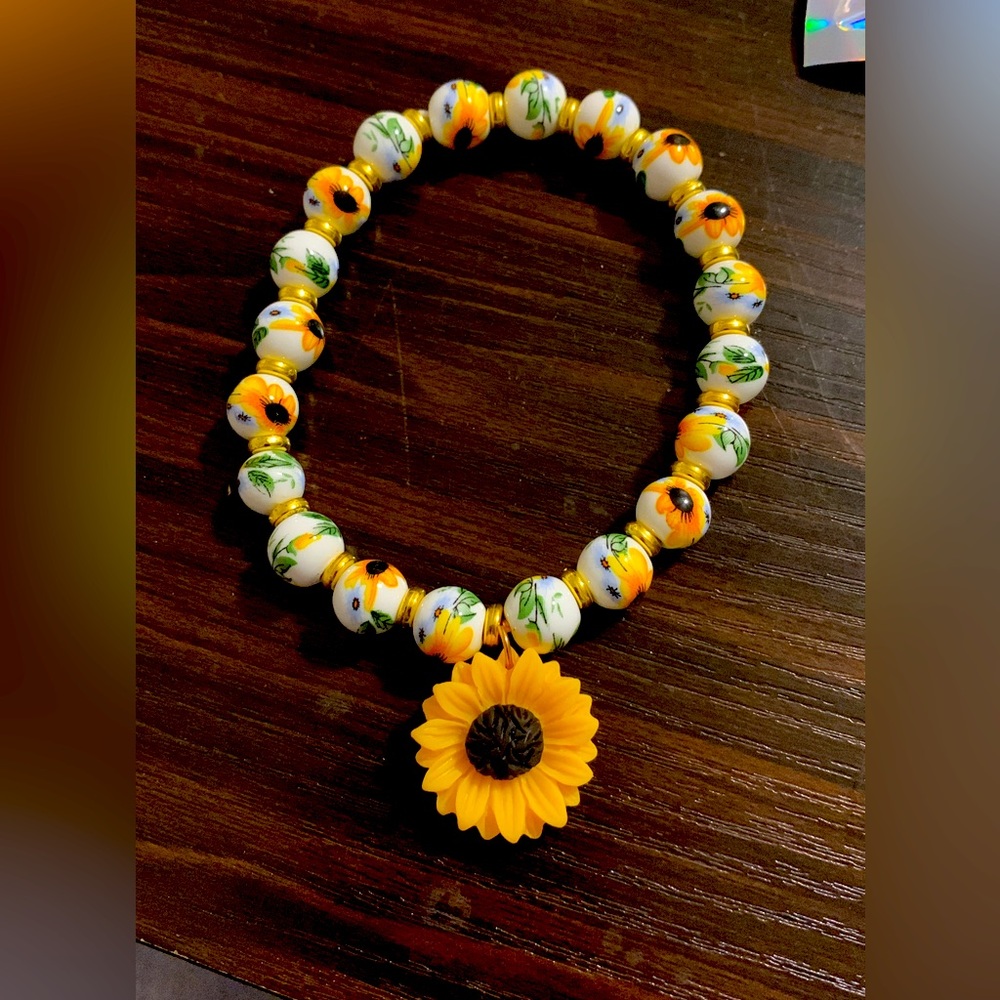 Handmade Sunflower bracelet.